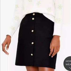LOFT Black Gold Button Wooly Skirt Size 12